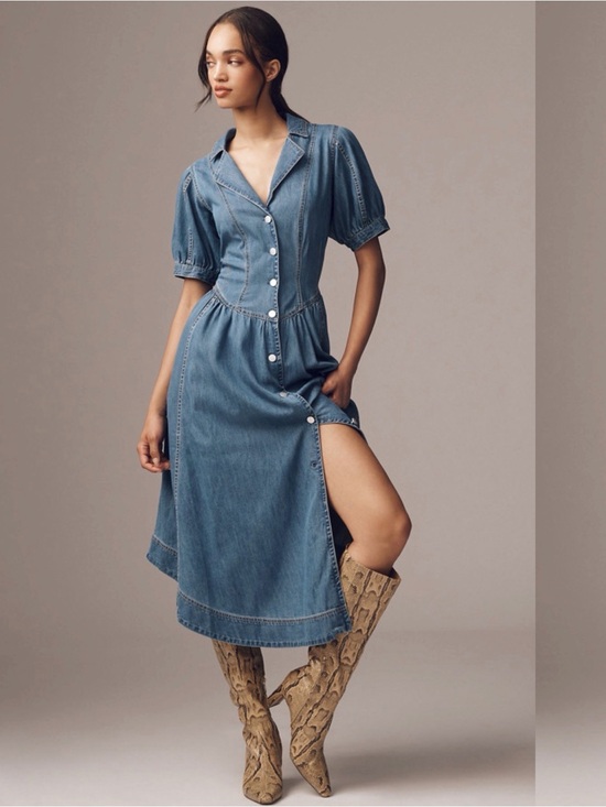 Pilcro Dresses & Skirts - Anthropologie Pilcro Denim Button Front Dress